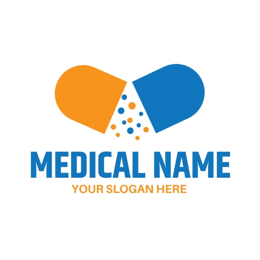 typographic pharmacy logo design template  featuring pill icon