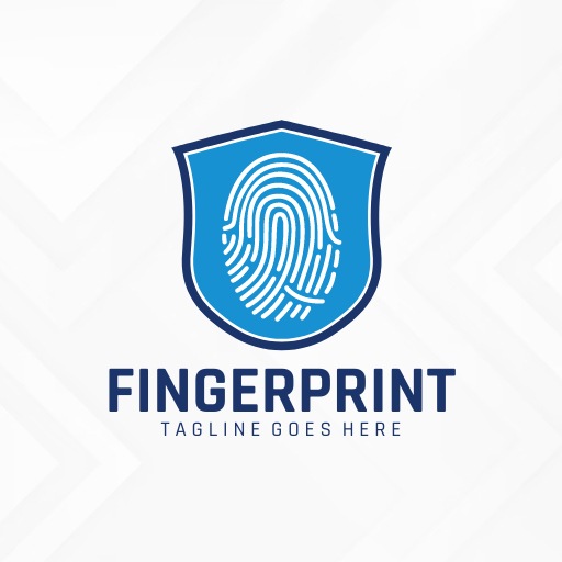 Minimalist Security Logo Featuring a Fingerprint and Shield Symbol
