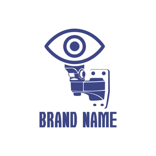 Monochrome Security Logo Template Featuring an Eye and Surveillance Camera