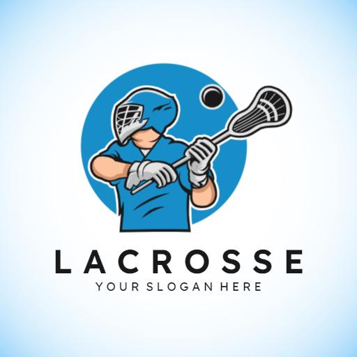  Blue Lacrosse Player Sports Logo