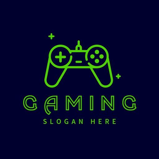 Green joystick outline video game logo