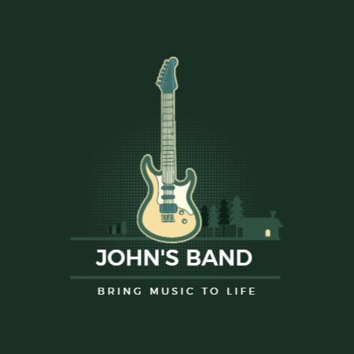 Green guitar shield icon guitar logo design