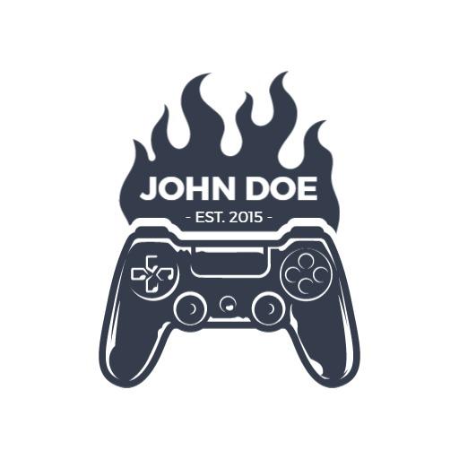 Fiery controller silhouette video game logo