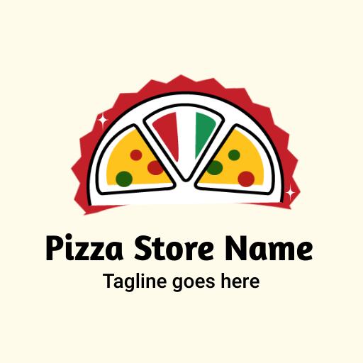Italian flag pizza logo design template