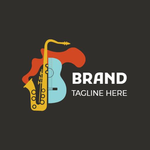 Orange musical retro guitar logo