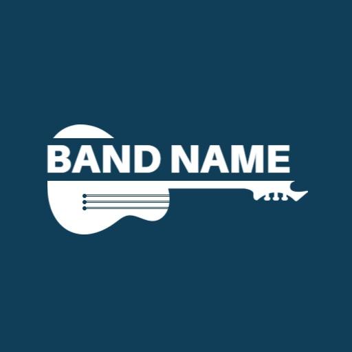 Simple blue band marker guitar logo design