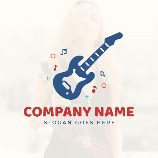 Blue modern guitar logo template
