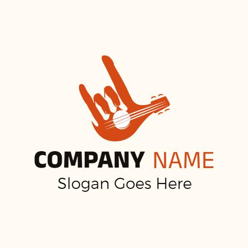 Thin line orange drawing guitar logo