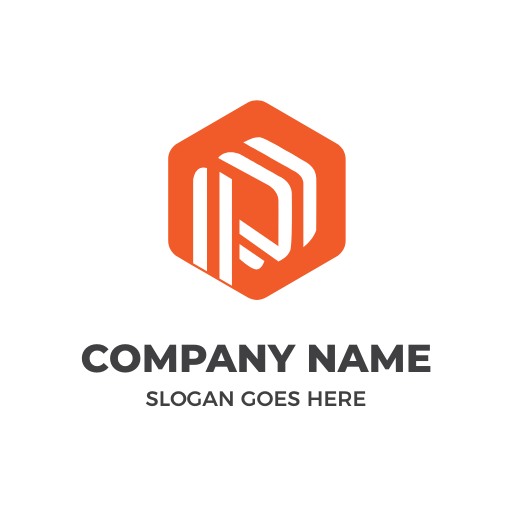 abstract orange rounded hexagon logo design template