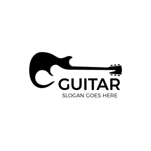 Black silhouette bold guitar logo design