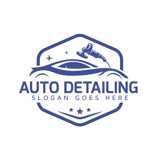 Minimal blue car auto detailing logo