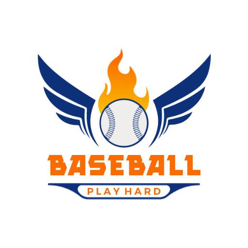 blue fire baseball logo design template