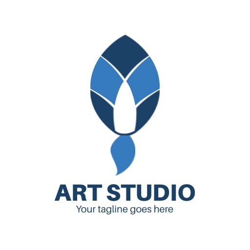 blue leaf art studio logo design