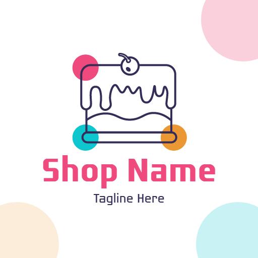 Playful dripping cake shop logo design