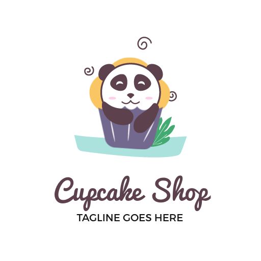 Cupcake Logo with Cartoon panda
