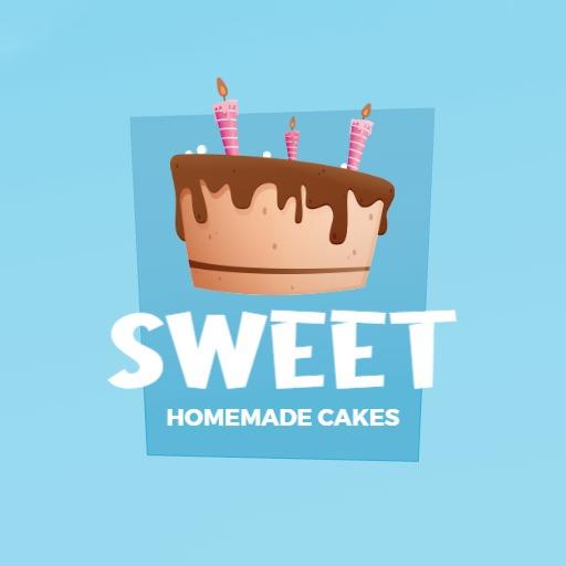 Blue modern sweet cake logo