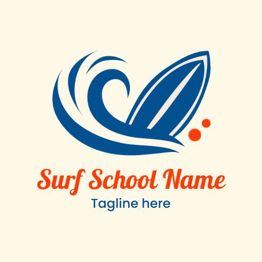 surfing logo with energetic beige design
