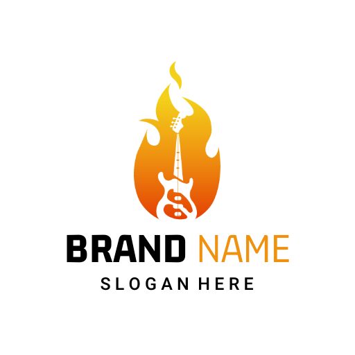 Orange flame energetic guitar logo templates