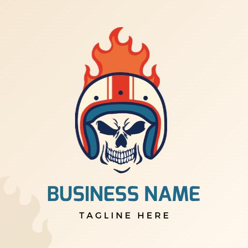 Energetic flame-inspired skull logo