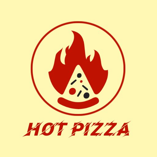 energetic yellow and red hot pizza logo design template