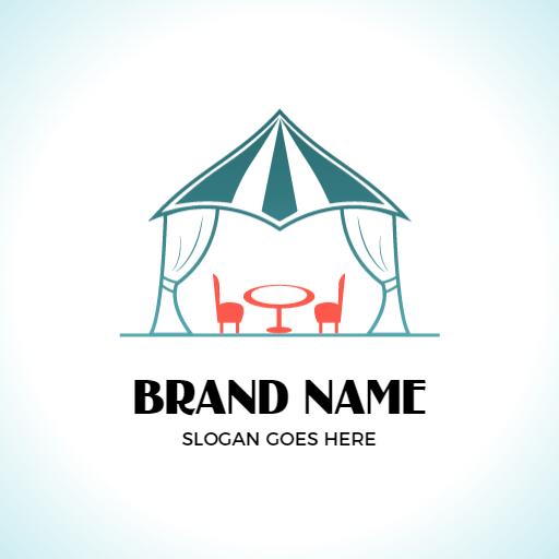 Blue tent outdoor event logo