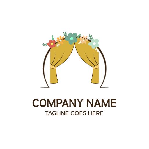 Yellow floral wedding event logo design