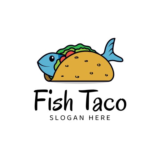 Fun fish taco fish logo template