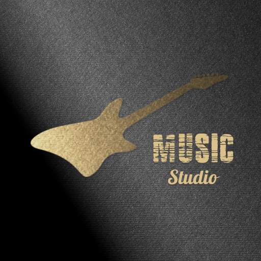 Gold Guitar Logo Design Template