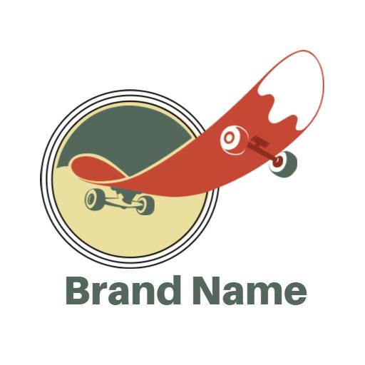 Red minimal round skateboarding logo