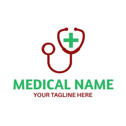 Rea and green medical logo design