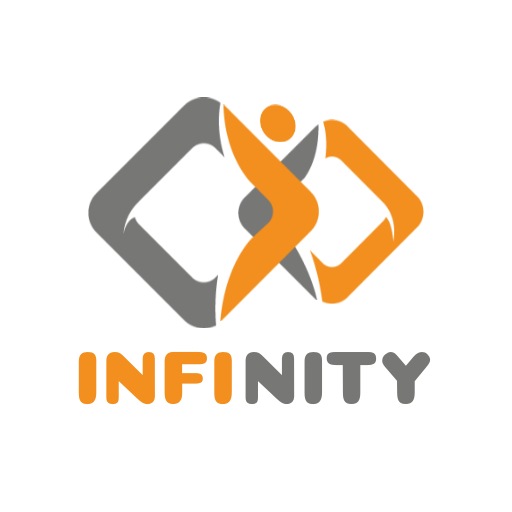 interlocking Implied grey and yellow infinity logo design template