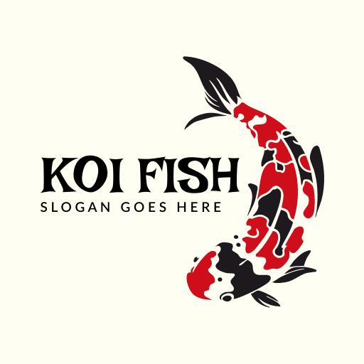 Fish logo design for minimal red black color
