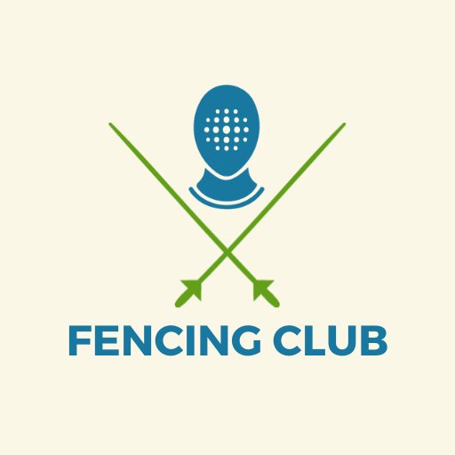 Retro Blue and Green Fencing Logo
