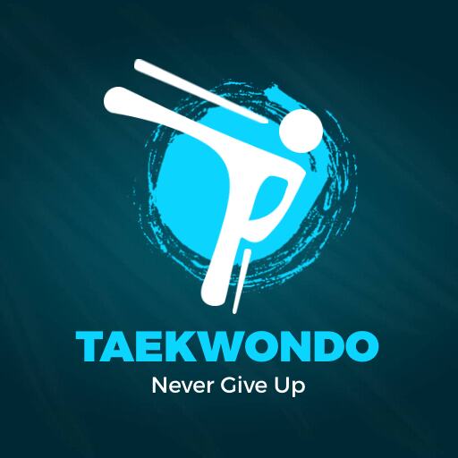 light blue taekwondo logo design template