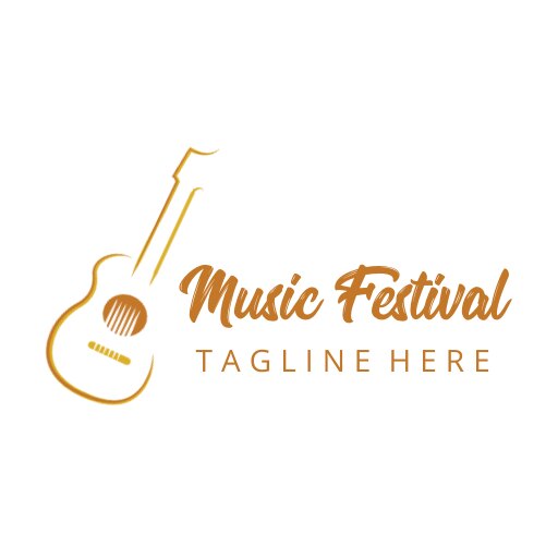 Monochrome Guitar Logo Design Template