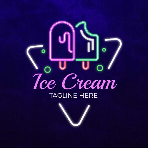 Neon Pink and Green Popsicle-Inspired Ice Cream Logo Design