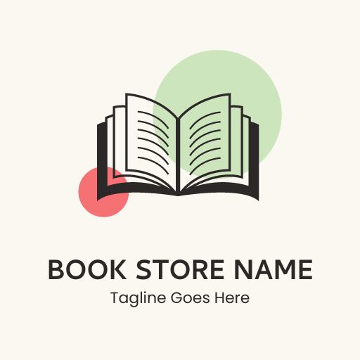 Book store logo for minimal cream style