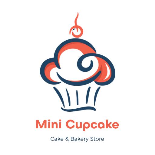 Orange and Midnight Blue Cupcake Logo Template