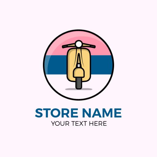 Retro pink-blue motorcycle logo