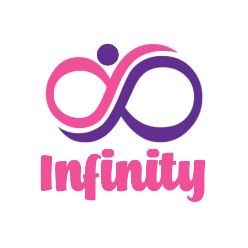 pink and dark purple symbolic infinity logo design template