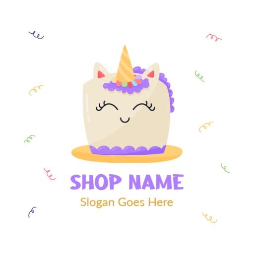 Cake logo for colorful unicorn