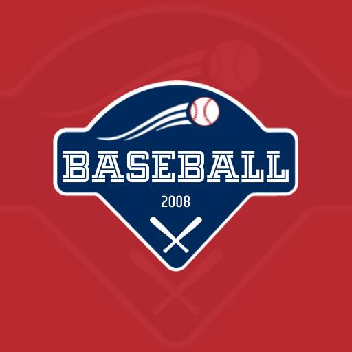 baseball logo design in red and blue color