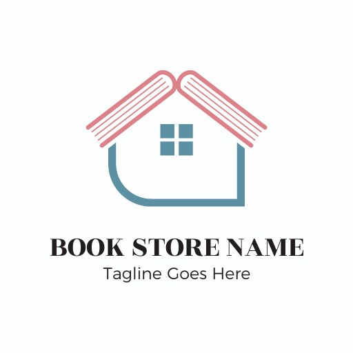 Book store logo in minimal red blue design