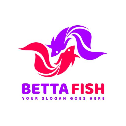 Neon pink purple creative fish logo