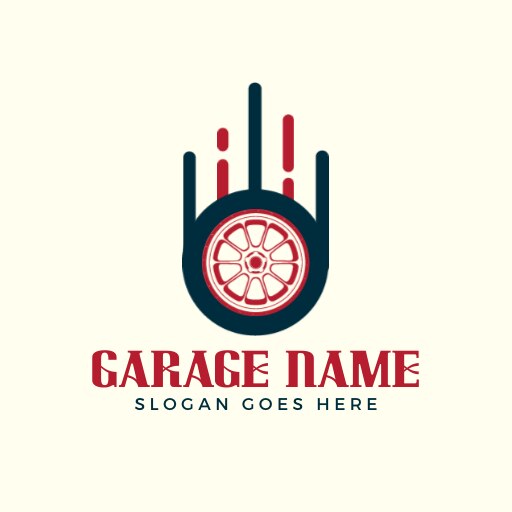 red wheel minimal garage logo
