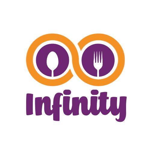 silhouette culinary theme purple infinity logo design template