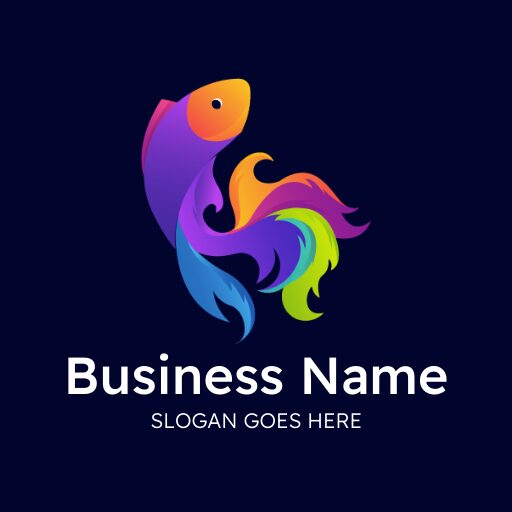 Bright multicolor abstract fish logo