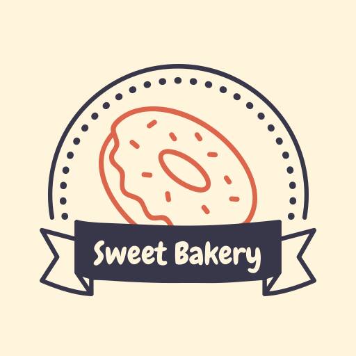 Beige vintage donut logo