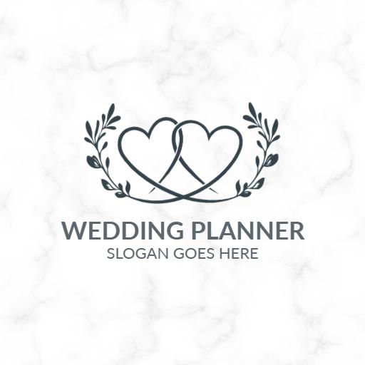 White decorative wedding planner event logo