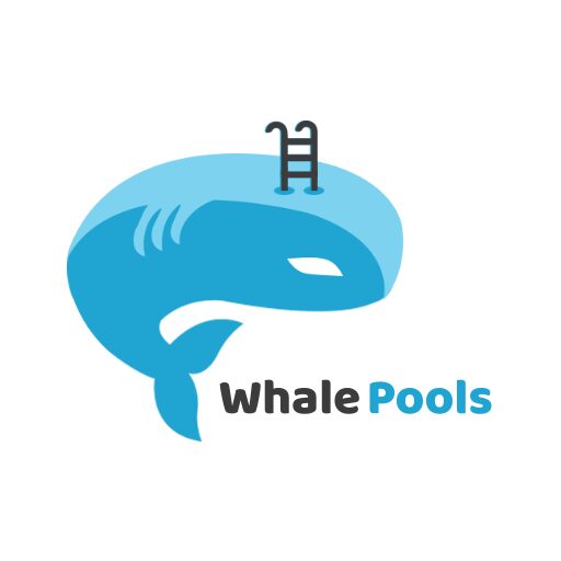 whale swimming pool logo design 